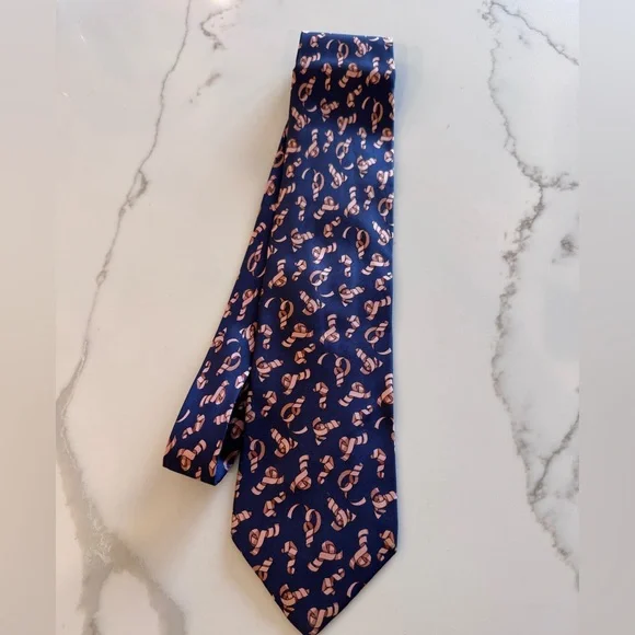 Gucci Navy Silk Necktie Ribbon Equestrian Nautical Motif Made in Italy 3.75 x60”